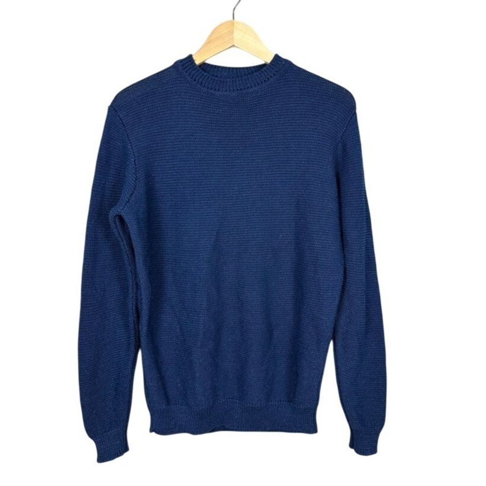 Opera Campi Sweater Mens XL Blue Excellent‎ Lanapa Hemp Wool Textured Knit Italy
